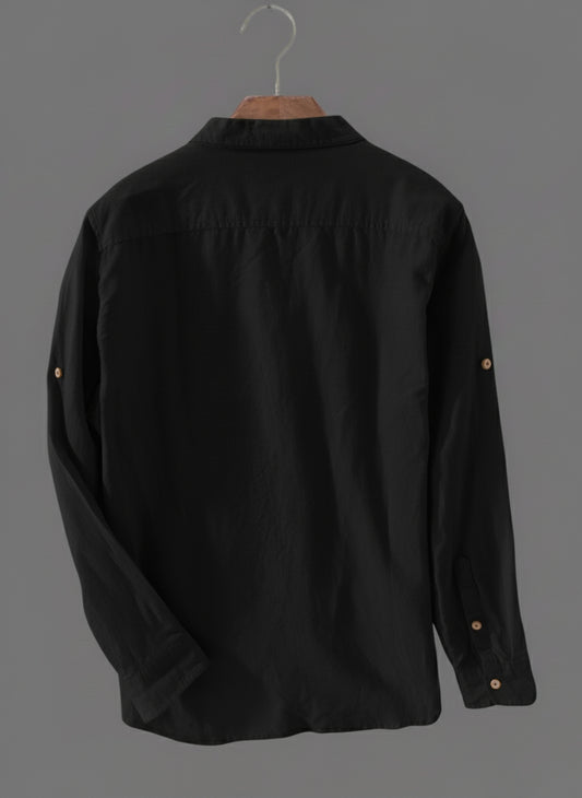 Men’s Classic Black Kurta Cotton Shirt
