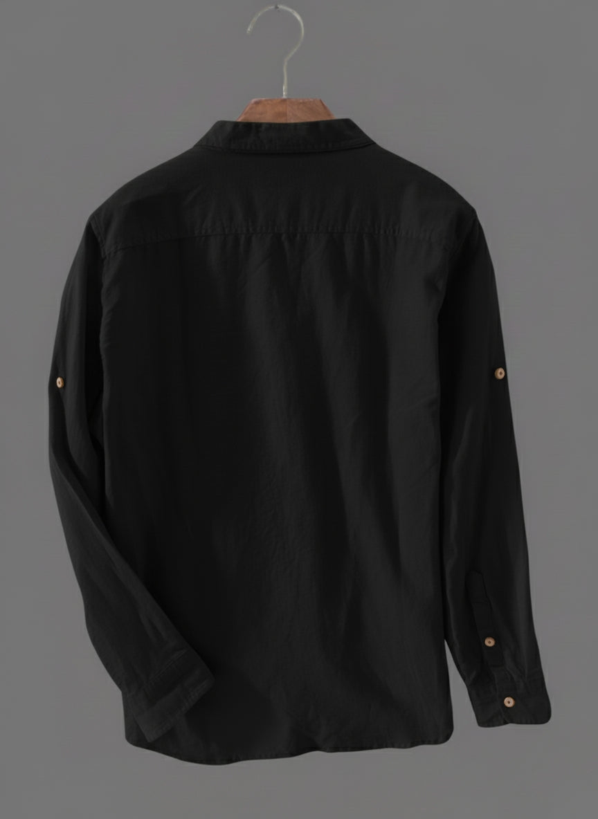 Men’s Classic Black Kurta Cotton Shirt