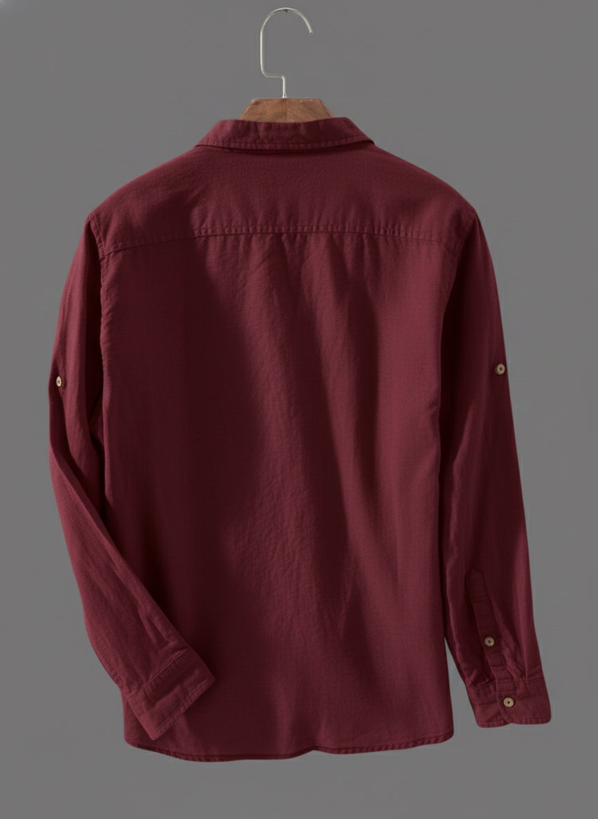 Men’s Classic Maroon Kurta Cotton Shirt