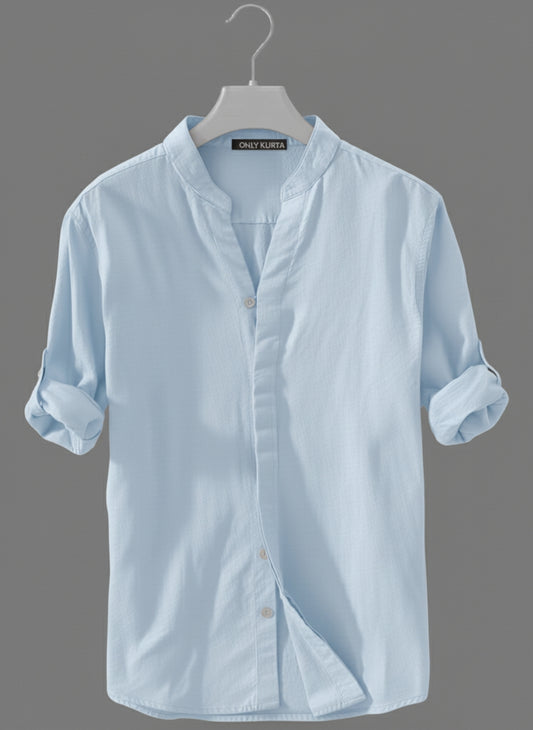 Men’s Classic Light blue Kurta Cotton Shirt